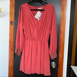 chiffon cold shoulder shift dress